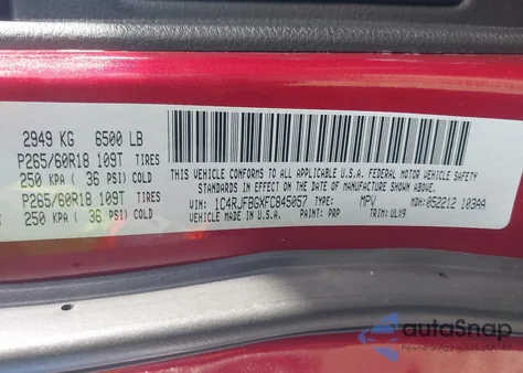 2015 Jeep Grand Cherokee Limited z USA, uszkodzony, nr VIN 1C4RJFBGXFC845057